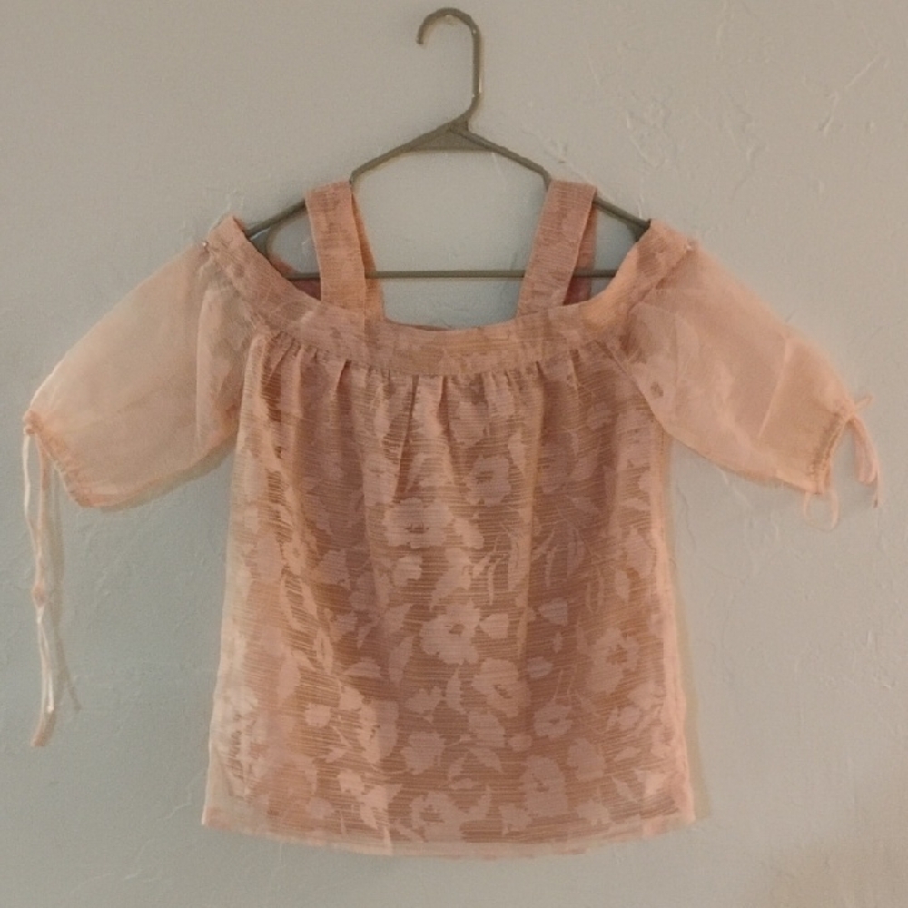 Pink Ruffled 3/4 Sleeve Embellished Blouse